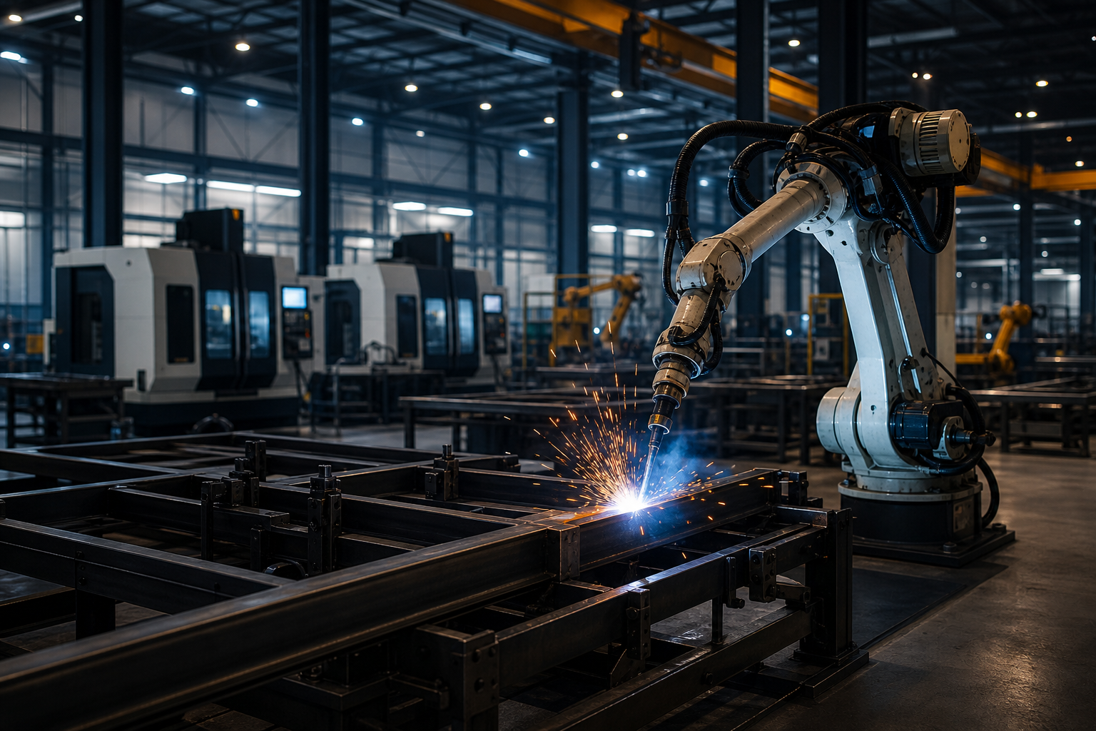 Robotic welding and CNC steel fabrication workshop